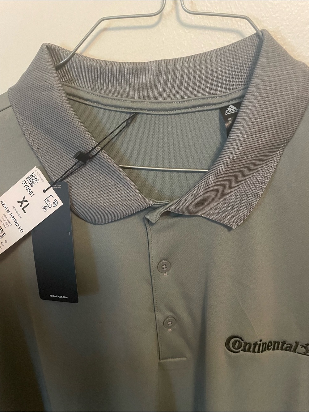 adidas Men’s Light Gray Polo Shirt with Continental Embroidery
